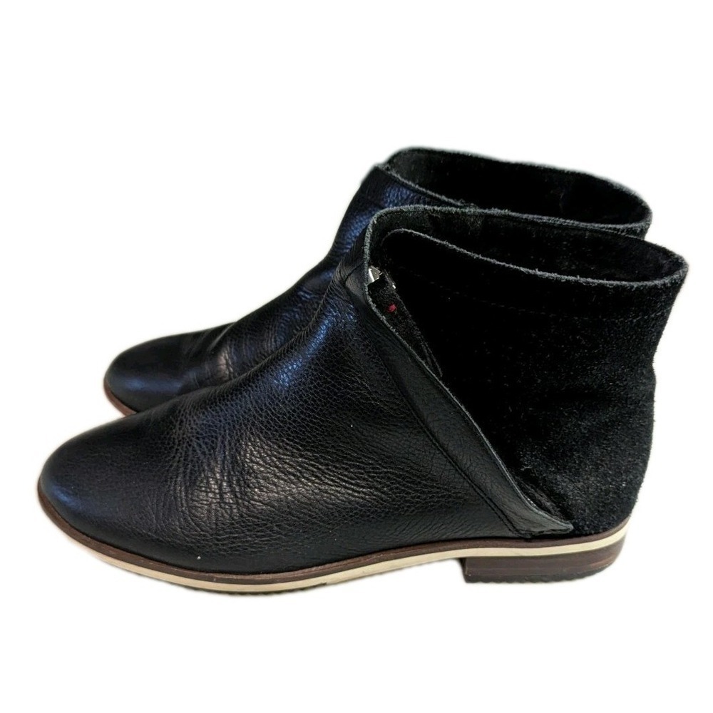 ED Ellen DeGeneres Zaina Black Leather & Suede Ankle Boots Size 8M/38
